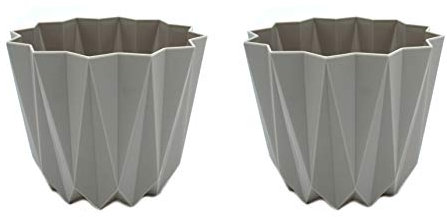 DARO DEKO Kunststoff Blumen-Topf Ø 15,5 x 13cm hell-grau 2 Stück