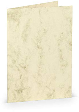 PAPERADO 50 Faltkarten DIN B6 - Chamois Marmora Marmoriert Marmor-Beige - 220 g/m² - 12 x 16,9 cm - Blanko Doppelkarten Klappkarten Basteln Einladungskarten