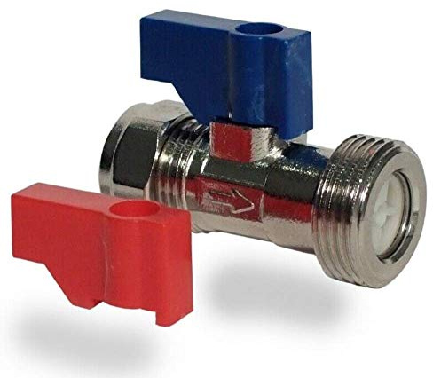 Aumix 15mm x ¾ inch Straight Washing Machine/Dishwasher Isolation Valve with Built in Non-Return Check Valve x1