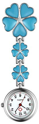 1PCS Herz Blume Krankenschwesteruhr Schwester Uhr Frauen Mädchen Anstecknadel mit Stethoskop Revers Fob Taschenabzeichen Brosche Uhren für Arzt Krankenschwester Leicht zu lesen