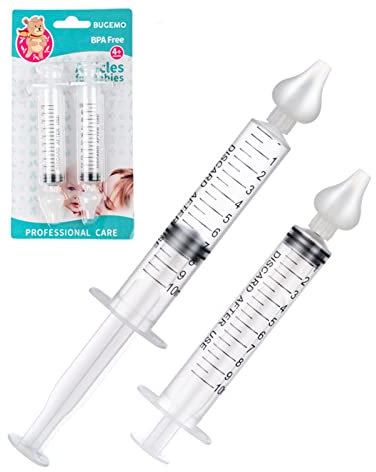 BUGEMO Seringue Nasale Bebe, Mouche Bébé Pour Nettoyer et Soigner La Cavité Nasale Des Enfants, De Haute Qualité, Sûr Et Portable,Réutilisable (2PCS)