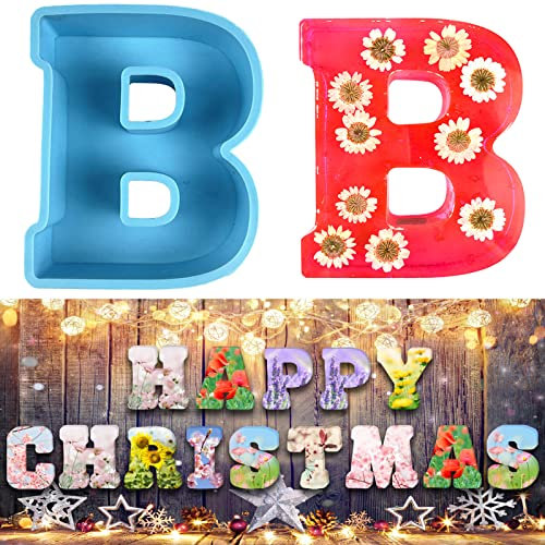 Moule en silicone 3D avec grandes lettres de l'alphabet pour résine ou pâtisserie en forme de lettre B 15,2 cm