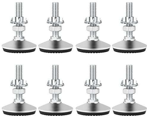 Drenky Möbelfüße Verstellbar, Verzinkter Stahl Nivellierfüße Höhenverstellbar M10 x 50mm Stellfüße mit Einschlagmuttern und Geräuscharme Kunststoffbasis, 8 Stück