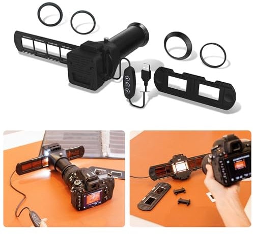 JJC ES-2 Film-Digitalisierungsadapter mit 6500 K USB-LED-Beleuchtungsset, Negativfilm-Kopierscanner Konvertieren Sie 35-mm-Negative in digitales JPEG