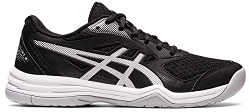ASICS Women's Upcourt 5 Volleyball Shoes, 8, Black/Pure Silver