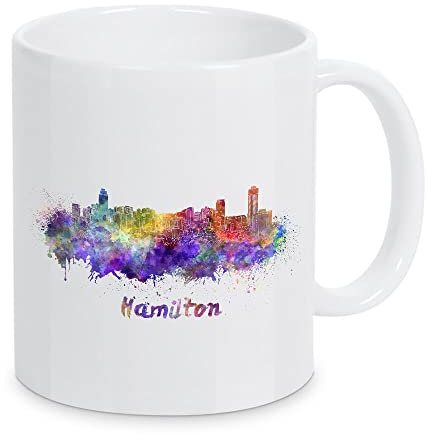 artboxONE Tasse Hamilton Skyline in Watercolor-b von Paul Rommer - Kaffeetasse Städte