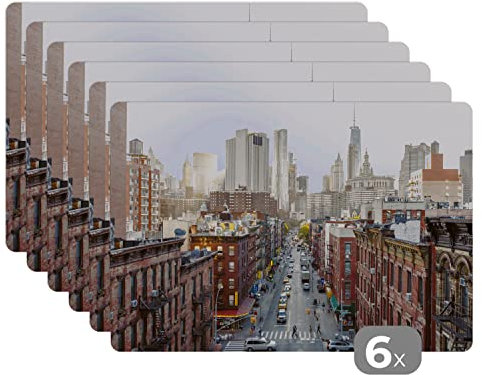 Placemats Platzdeckchen Platzset Tischset 6-teilig Tischdeko Untersetzer 45x30 cm New York - Amerika - Auto