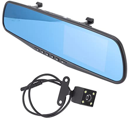 Spiegel Dashcam für Auto, 4,3 Zoll Rückspiegelkamera mit LCD Vollbild, 1080p Loop Aufzeichnung, integrierter G Sensor und Parküberwachung, inklusive Rückfahrkamera für Fahrzeug