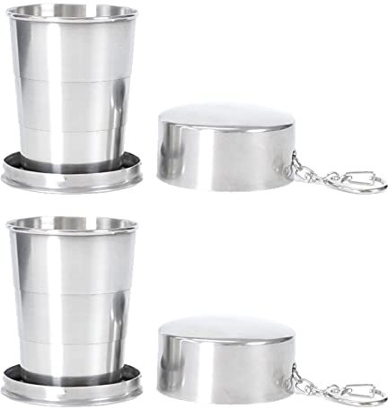 YHNMMNO 2 Pièces Tasse Pliable En Acier Inoxydable 150 ml - Gobelet Rétractable Portable Pour Camping, Voyage, Randonnée - Tasse À Café Pliante