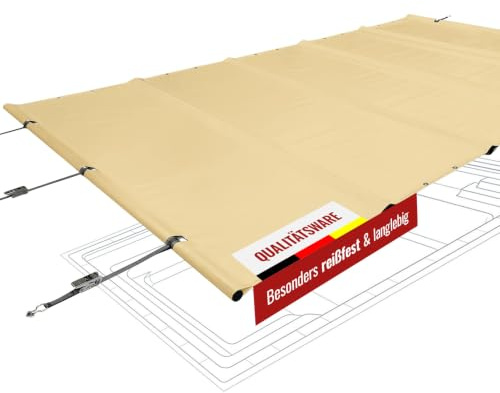 ANKO PLANEN Rechteckige Poolplane Rollschutz 680g/m² - für Sommer & Winter - Poolabdeckung rechteckig - wasserdicht & UV-beständig - beige RAL1014-4m x 7m