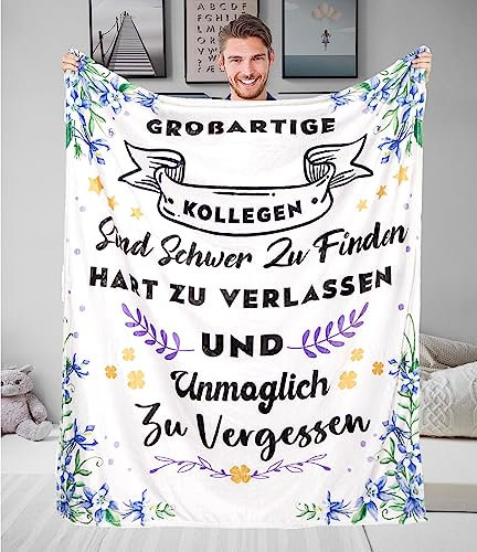 Adolgutty Abschiedsgeschenk Kollegen, Abschied Kollegin Jobwechsel Geschenk Kuscheldecke, Rentner Geschenke, Dankeschön Geschenke für Beste Kollege Männer Frauen Freund 130 x 150 cm