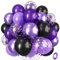 Purple and Black Balloons, 12 Inch Dark Purple Light Purple Black Balloons with Metallic Purple Confetti Latex Balloon Set for Girls Women Halloween Birthday Bridal Shower Wedding Party Decorations