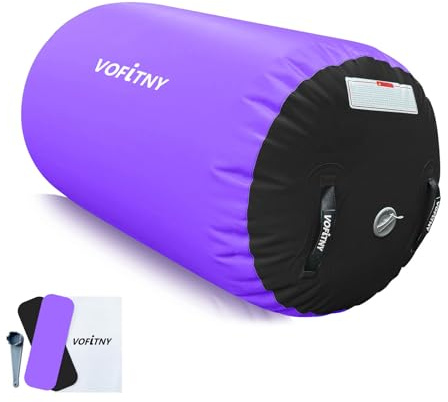 VOFiTNY Aufblasbare Rolle Gymnastik Yoga Turnmatte Air Barrel Tumbling Track Yoga Fitness Rückwärtssalto Trainingshilfe Zylinder Balance Trainer Sport Workout Fitness Luft Roller Ohne Pumpe