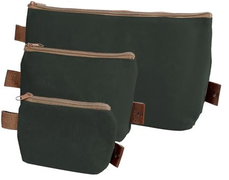 Werkzeugtasche, 3-Größen-Canvas-Reißverschlusstasche, Werkzeugtaschen-Organizer, robuste, gewachste Canvas-Tasche mit kleinem Reißverschluss, Utility-Organizer-Tasche, Aufbewahrungstaschen (Hellgrün)