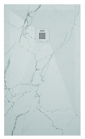 ONDEE - Piatto doccia NOLA3-80x120x3cm - Antiscivolo - Resina - Marmo bianco