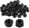Hitefu 60 tuercas hexagonales M5 x 0,8 mm, tuercas antideslizantes de nailon negro, tuercas autoblocantes de acero al carbono para sujetadores