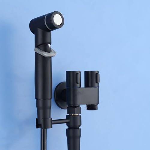 XJTNLB Doccetta per Bidet Hose Rubinetto Da Muro Solo Acqua Fredda Spruzzatore per Bidet Doccetta per Wc,Nero