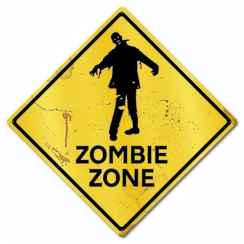 Zombie Zone - Cartel de metal vintage para decoración de pared de bar, garaje, hogar, 12 x 12 pulgadas