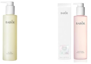 BABOR Hy-Öl Cleanser für jeden Hauttyp, Pflege-Öl für die tägliche Gesichtsreinigung & Cleansing Soothing Rose Toner für jede Haut, Gesichtswasser