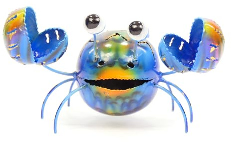 osters muschel-sammler-shop Dekorativer Metallfisch/Krabbe in verschiedenen Größen - Der Neue Trend für Ihre Strand Deko (Metallkrabbe stehend 11cm blau)
