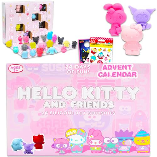 Hello Kitty Calendrier de l'Avent Compte à rebours jusqu'à Noël – Calendrier de l'Avent Hello Kitty 2024 jours avec mini figurines Hello Kitty et ses amis | Hello Kitty Holiday Gift Set pour enfants