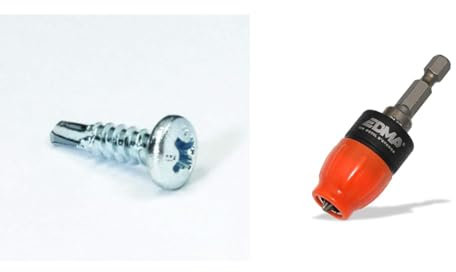 PLACO® - Lot 500 pièces vis auto perceuses 13mm – Placoplatre - E69140500, Gris & EDMA 264055 THE DIMPLER - Porte-embout de vissage aimanté spécial plaquiste