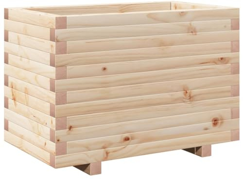 vidaXL Pflanzkübel, Blumenkübel mit Holzrahmen, Blumenkasten für Terrasse Garten, Pflanzkasten Hochbeet Pflanzgefäß, Massivholz Kiefer