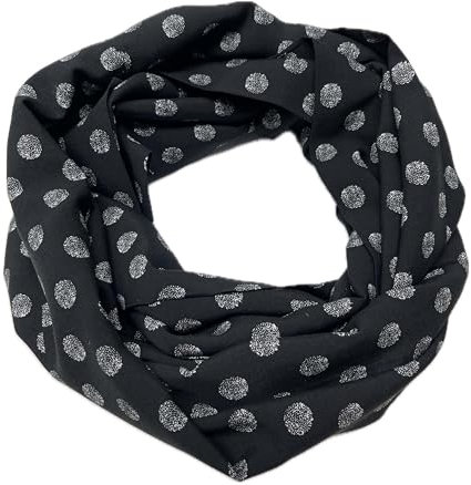 Landhuis Handmade – Damen Loop Schal in Schwarz mit weißen Punkten – handgefertigter Schlauchschal aus 100 % Viskose – weich & stilvoll