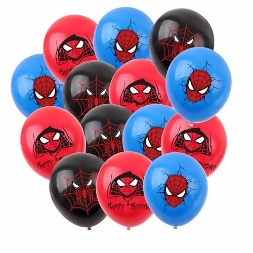 24 PCS Spider Birthday Party Balloons Set, 12inch Latex Balloons Red Blue Black Birthday Party Decorations, Spider Party Supplies for Kids Boys Birthday Party, Cartoon Party Balloons Party Decor