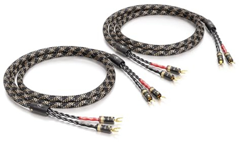 VIABLUE SC-4 Silver Single-Wire * High-End Lautsprecherkabel * T8 * Modell 2024 * Kabelschuhe, echtvergoldet * 1 Paar * mit Splitter * 250 cm * 2.5 m