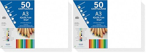Dohe A3-Karton, weiß, für Bastelarbeiten und Druck (50 Stück) – 21 x 29,7 cm – 180 g/m² – Büromaterial (Packung mit 2)