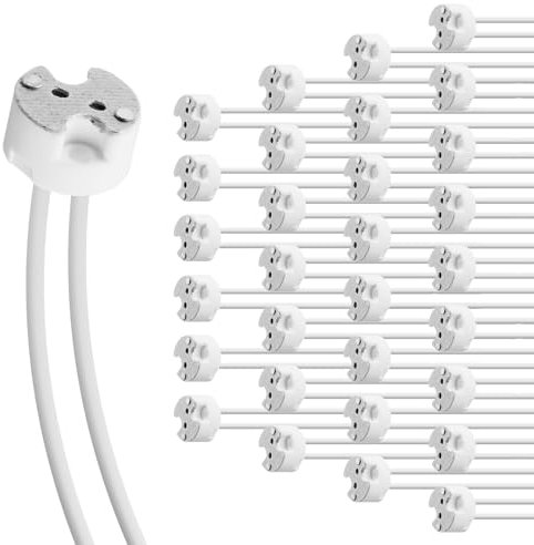 MR16 Lampenfassung, GU5.3 Fassung mit 14cm Silikongeschütztem Kabel, Keramiksockel, Fassung MR16 Sockel für LED Spots und Halogen Lampen, Stiftsockel Fassung G4 GU4 G6.35, Max 100W 12V, 30 Stück