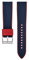 CHROONOO Saffiano Leder/Kautschuk Hybrid Performance Uhrenarmband | Blau/Rot - 22 mm - Schließe: Silber Gebürstet | Saffiano Leder, FKM-Kautschuk | Ersatz-Armband