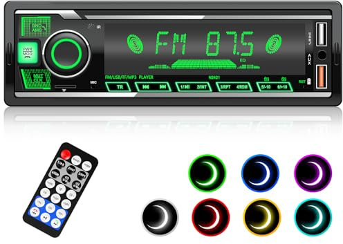 Autoradio Bluetooth,CENXINY Auto Radio Bluetooth Radio mit 7 Farben Licht Einstellbar 1 Din Autoradio Bluetooth FM Autoradio mit 2USB/AUX/TF MP3 Player Unterstützt iOS und Android