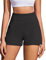 PINSPARK Sporthose Kurz Damen High Waist Sport Shorts Sport Leggings Schnelltrocknend Running Jogging Workout Fitness Gym Shorts Laufshorts Sommershorts Leicht mit 2 Tasche Schwarz M