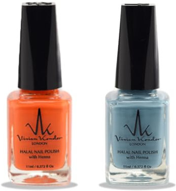 (2Pcs Set) Henna Infused Nail Polish Permeable Nail Polish Halal Vegan Long lasting No UV Needed (Dream, Sunset)