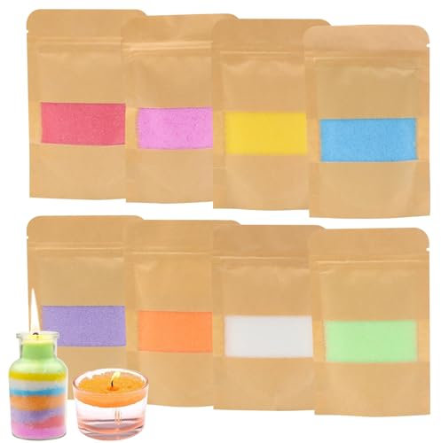 YIWONFU 8 Farben Kerzensand, Kerzenwachs mit 10 Kerzendochte mit Sockel, Kerzenwachs Granulat Ohne Duft geeignet zum Lesen, Spa, Dating, Duschen, Party, DIY-Kerzen (240g)