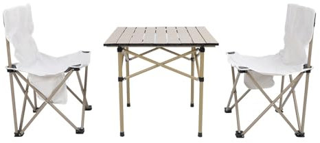 Syrisora Camping-Tisch-Stühle-Set, Tragbares Camping-Tisch-Stühle-Set, Hochbelastbare, Tragbare, Klappbare Camping-Stühle aus Aluminiumlegierung, Quadratische Tisch-Stühle mit