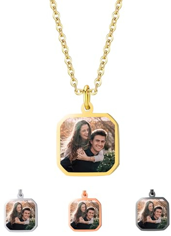 GBTROEY Ciondolo Termico Personalizzato con Foto Nascosta - Regalo Commemorativo Regolabile per Uomo/Donna