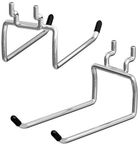 FRIMOONY Heavy Duty Pegboard Hooks 12 Pack, 4 Inch Long, Fitting 1/4 Inch Pegboard Holes, Silver Metal Garage Workshop Shed Organizer