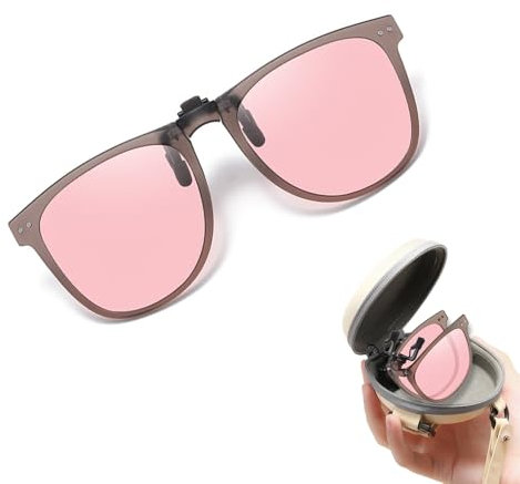Wnddle Sonnenbrille Clip, Sonnenbrille Aufsatz, Sonnenbrille Zum Aufstecken Polarisiert, Faltbare Sonnenbrille Clip, Polarisierte Unisex-Clip auf Sonnenbrille,Clip On Sonnenbrille Aufsatz (Rosa)