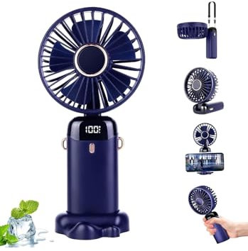 Genérico Mini Ventilador Portátil Recargable con Soporte para Móvil – Silencioso, USB, Ligero – Ideal para Oficina, Casa y Viajes, Verano
