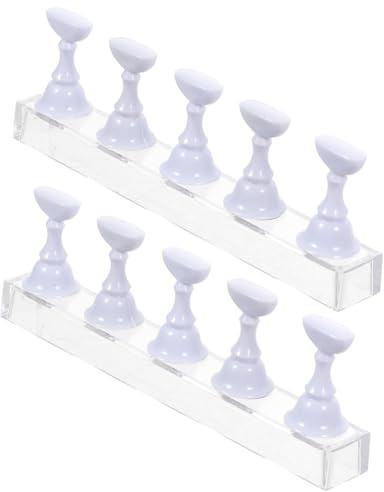 VALICLUD Nail Tip Display Stand and Manicure Practice Rack 10pcs Set Acrylic Base White Suitable for Nail Art Practice and