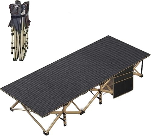 KJoBDwz Feldbett Tragbares Klappbett for Erwachsene, Metallstruktur mit seitlichen Aufbewahrungstaschen, zusammenklappbares Campingbett for Schlafzimmer und Büro(Grigio)