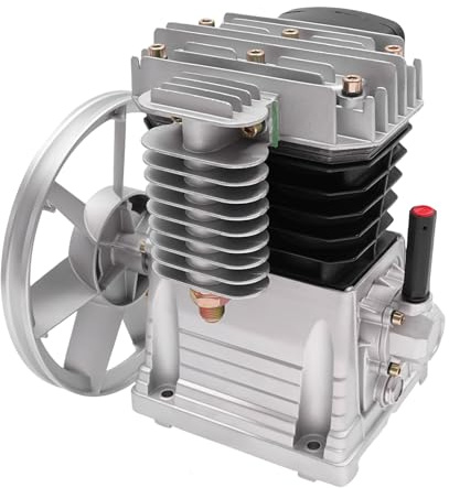 10 Bar 3HP Luftkompressor-Pumpenkopf aus Eisen und Aluminium, 2 Zylinder Kompressor Luftkompressor Pumpenkopf Kompressor Aggregat, 960RPM Kolben Kompressor Werkzeug mit Riemenscheibe