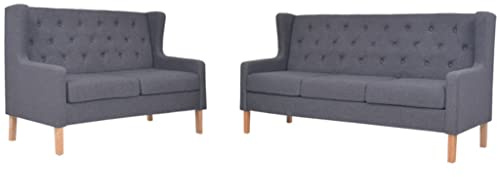 Ziaphsol 2-TLG. Sofa-Set, Stoff Grau, Modernes Design, Weiche Polsterung, Holzrahmen, für Wohnzimmer, 180cm und 140cm Breite, Bequeme Wohnlandschaft