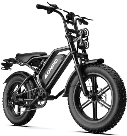 DEEPOWER V20 E-Bike für Erwachsene, 52V 15Ah/20Ah Akku Abnehmbar, Bis zu 60-120KM Reichweite, Leistungsstarker Motor, 20 Zoll Fat Tire E-Bike, Vollfederung, 7-Gang, All-Terrain