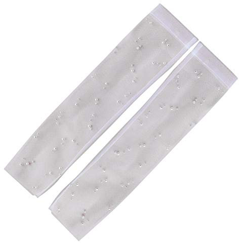 Asudaro Elegante Braut Hochzeit Handschuhe Pearl Mesh Handschuhe Spitzen-Handschuh Abend-Partei-Formale Brauthandschuhe Lange Kostümhandschuhe