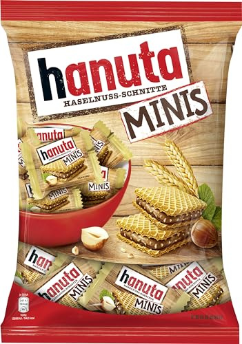 Hanuta Minis - einzeln verpackte knusprige Mini Haselnuss Schnitte - knusprige Waffeln mit zarter Haselnusscreme – Snack für zwischendurch – 200 g