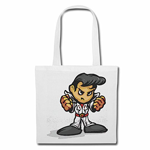 Reifen-Markt Tasche Umhängetasche ELVIS ROCK 'N' ROLL TECHNO JAZZ FUNKY SOUL TRANCE FESTIVAL HOUSE HIPHOP HIP HOP DJ Einkaufstasche Schulbeutel Turnbeutel in Weiß